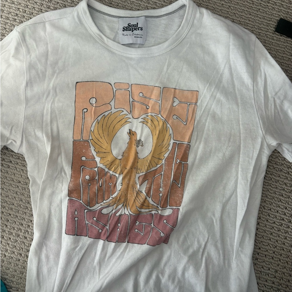 Soul Shapers Rise from the Ashes White Graphic T-Shirt retro